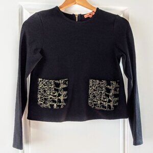 Maple & Cliff Black Gold Accent Pocket Crop Top